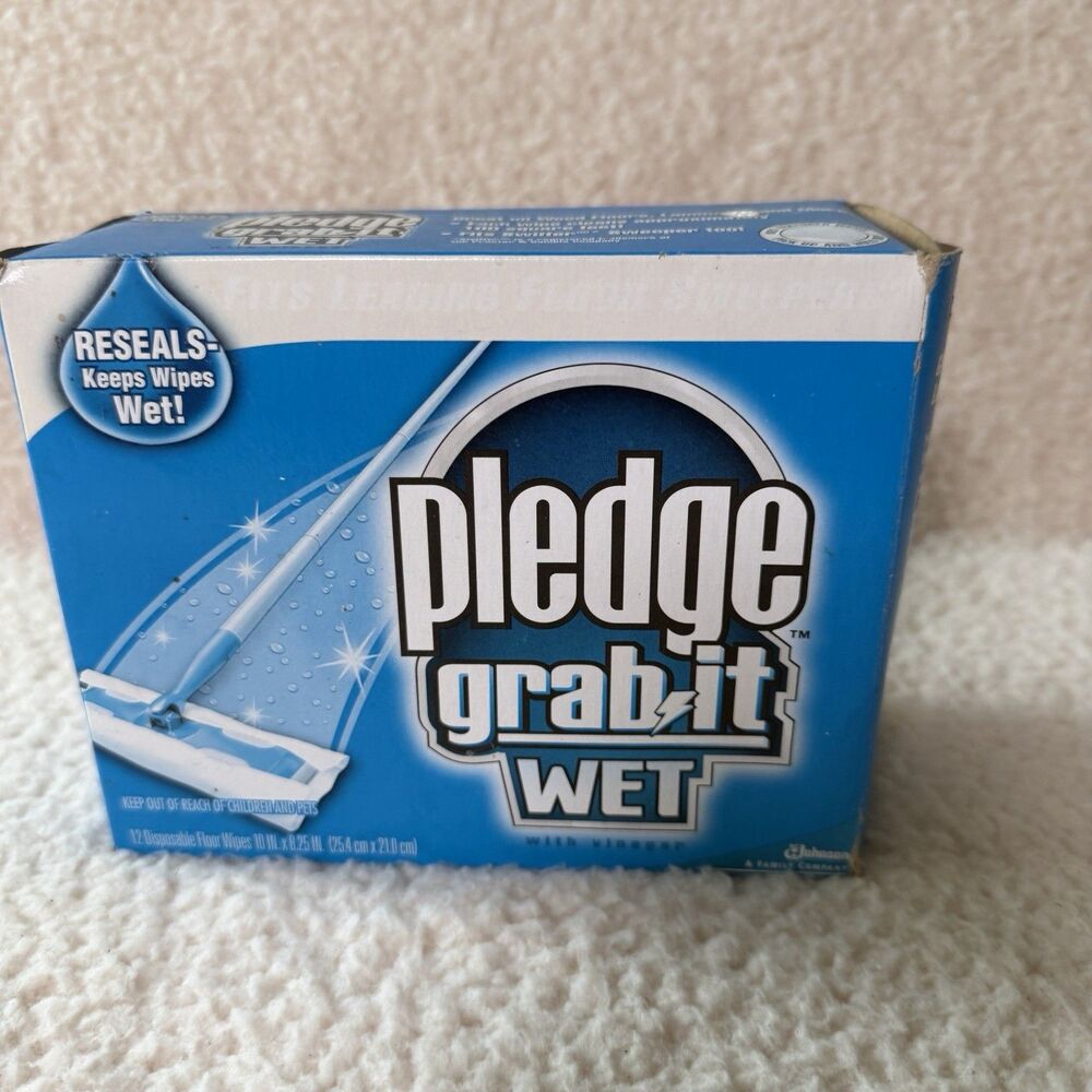 Pledge Grab It Vinegar Wet Floor Wipes Box of 12 Discontinued Natural Care Wood